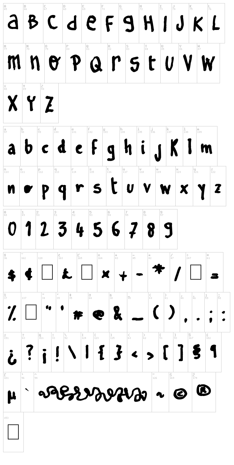 Learn To Spell font map